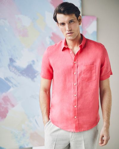Paul Costelloe Living Short-Sleeved Linen Solid Shirt thumbnail