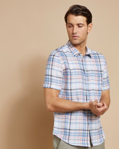 Paul Costelloe Living Short-Sleeved Linen Check Shirt