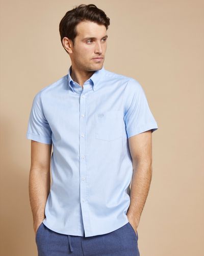 Paul Costelloe Living Blue Short-Sleeved Stretch Oxford
