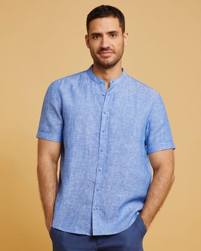 Paul Costelloe Living Short-Sleeved Linen Grandad Shirt