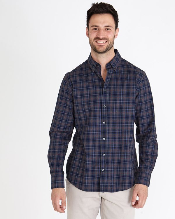 Paul Costelloe Living Charcoal And Wine Check Shirt