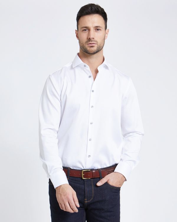 Paul Costelloe Living White Sateen Regular Fit Formal Shirt