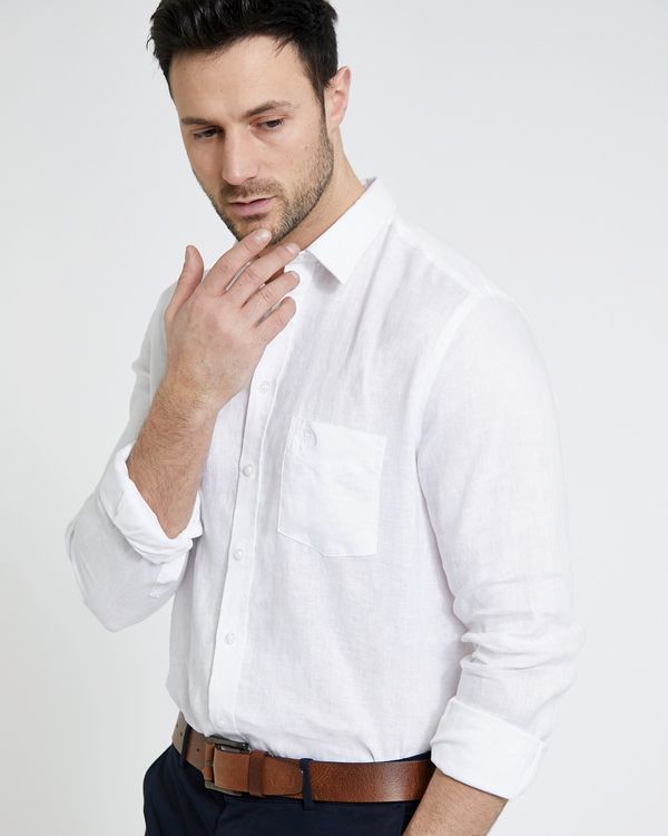 Paul Costelloe Living White Long-Sleeved Linen Shirt