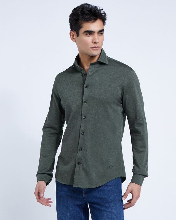 Paul Costelloe Living Green Knitted Slim Fit Shirt