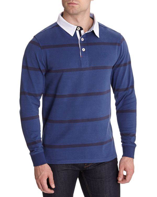 Dunnes Stores | Blue Paul Costelloe Living Men Blue Stripe Rugby Top