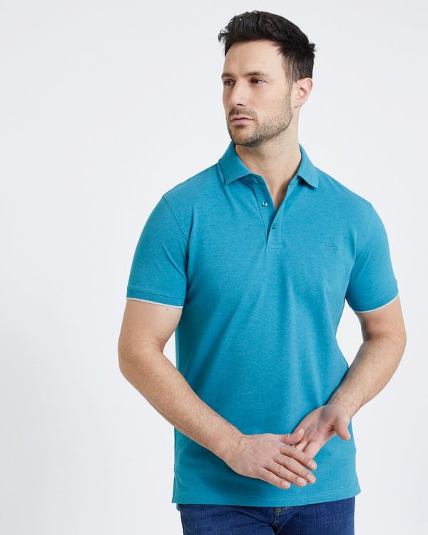 Paul Costelloe Living Teal Stretch Pique Polo