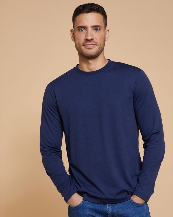 Dunnes Stores | Navy Paul Costelloe Living Long-Sleeved Modal Blend T-Shirt