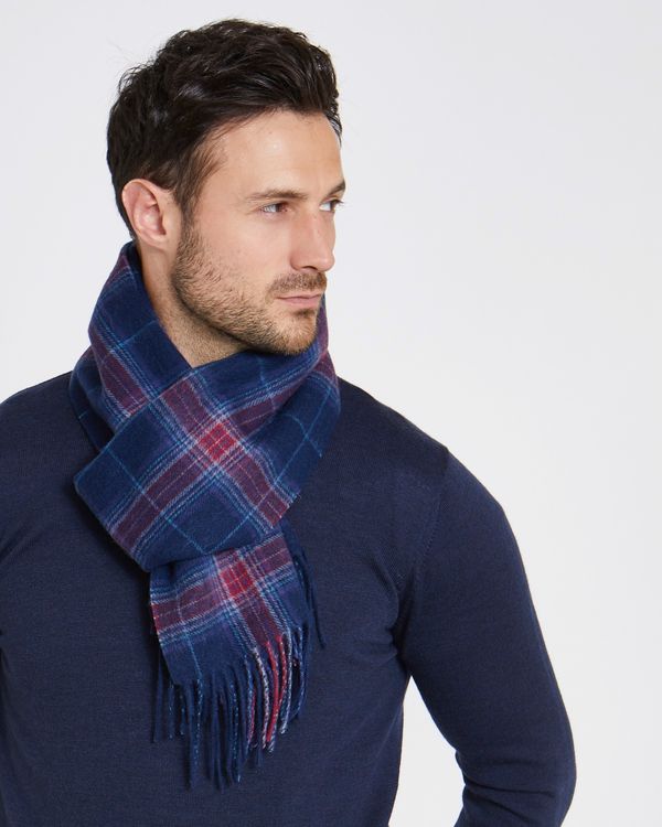 Paul Costelloe Living Red Wool Check Scarf