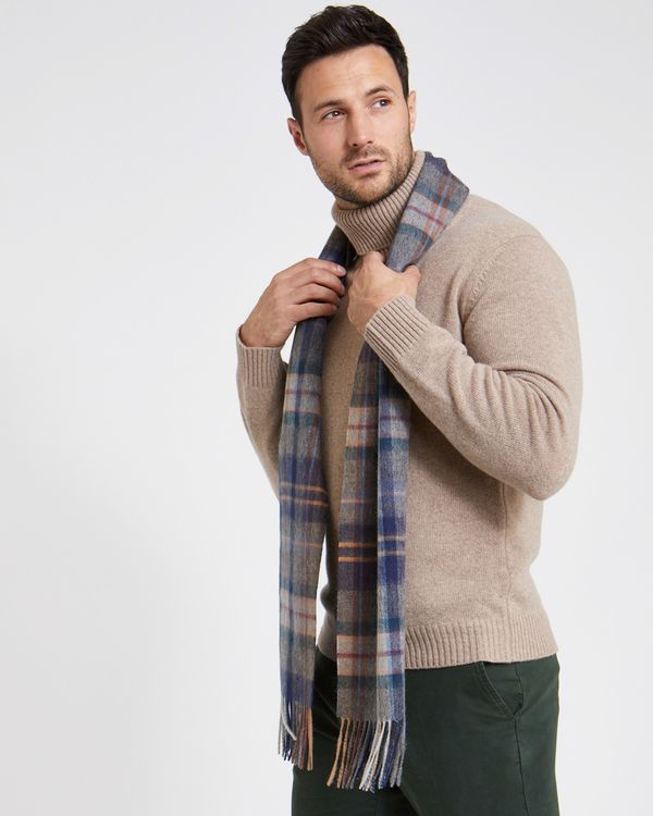 Paul Costelloe Living Teal Wool Check Scarf